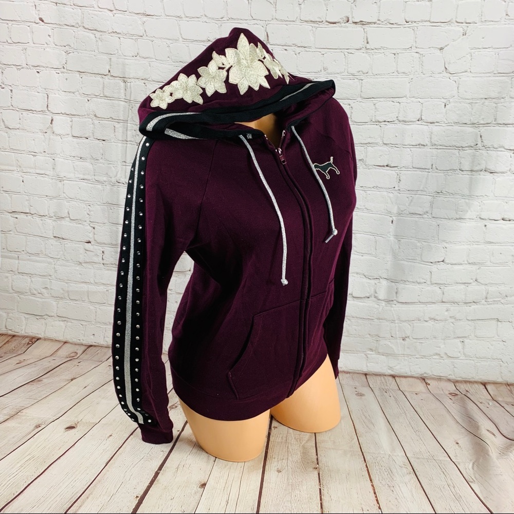 VS PINK Rhinestone BLING Zip Hoodie Sweatshirt - Picture 3 of 8